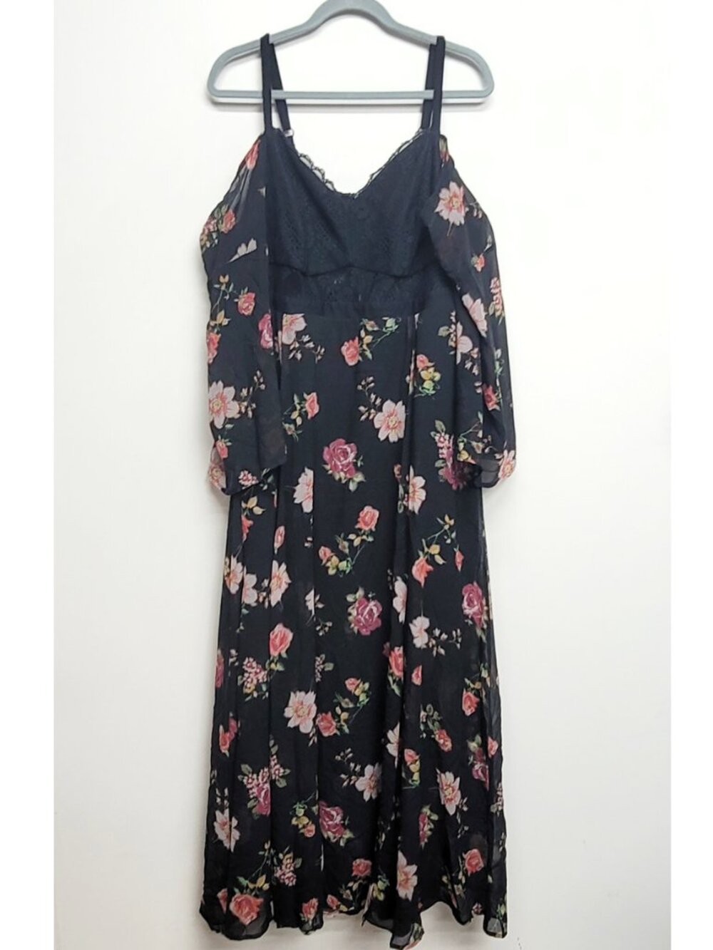 Torrid Insider Floral Print Cold Shoulder Lace Bustier Maxi Dress 16 - Picture 5 of 14